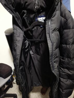 Lands' End Black Quilted Hooded Puffer Coat